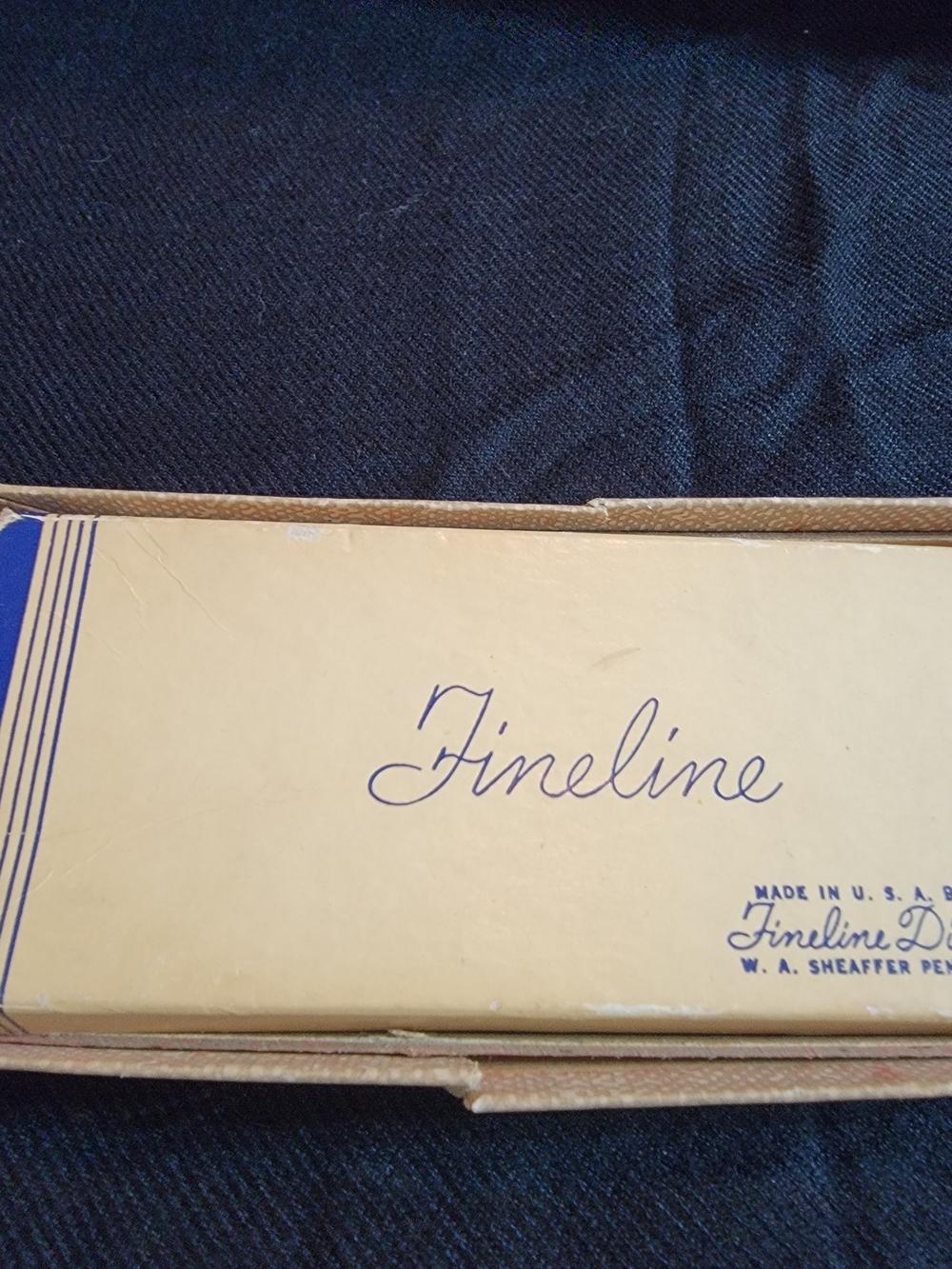 Branded Pen Box in Cream and Blue